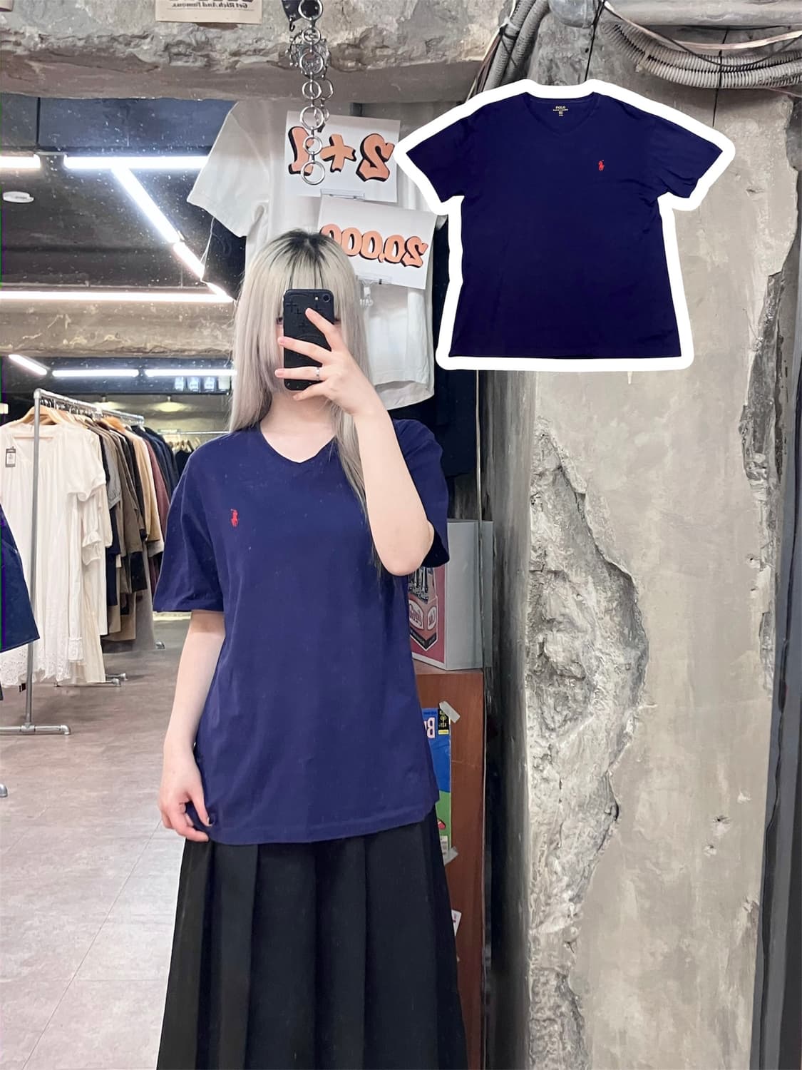 폴로 랄프로렌 브이넥 반팔 티셔츠 네이비 S #csz3884  상품이미지1