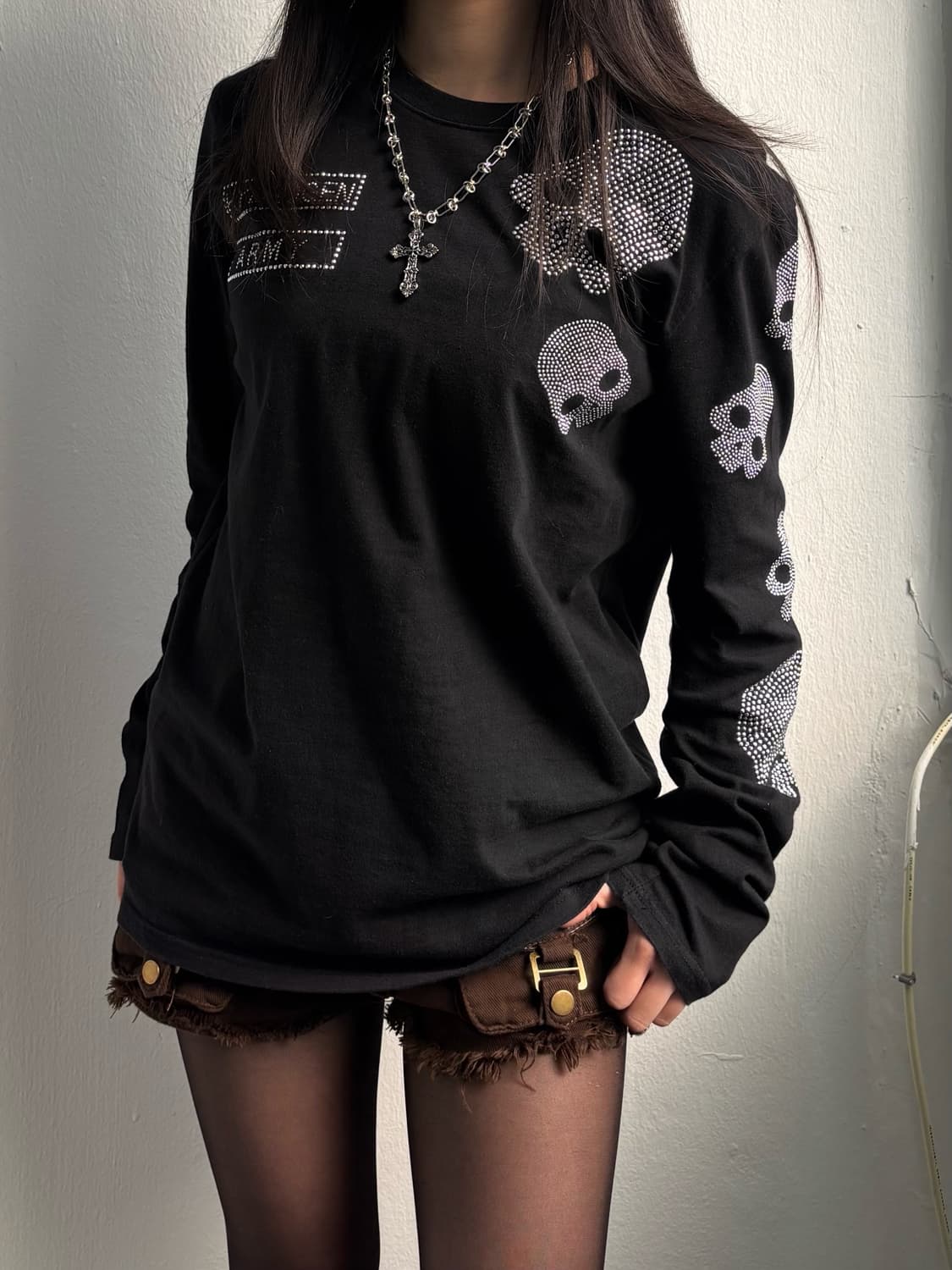 Hydrogen Skull Black Long Sleeve 상품이미지6