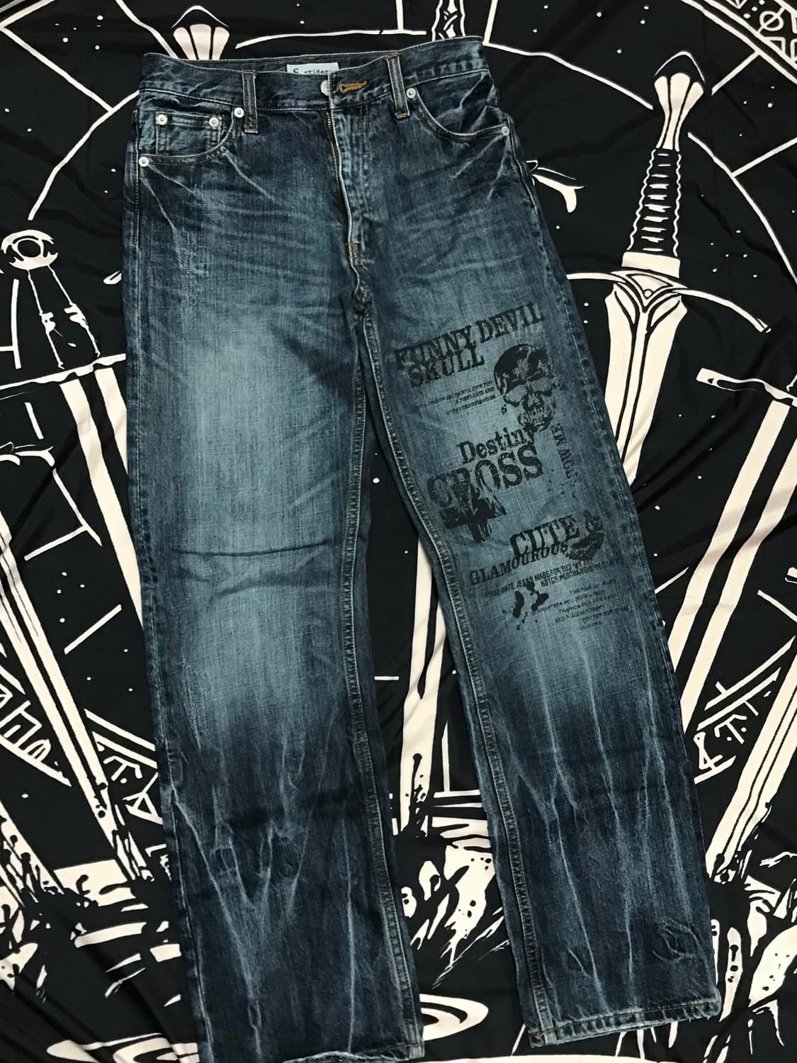 빈티지 펑크 스트라이트핏 데님 팬츠 상품이미지1