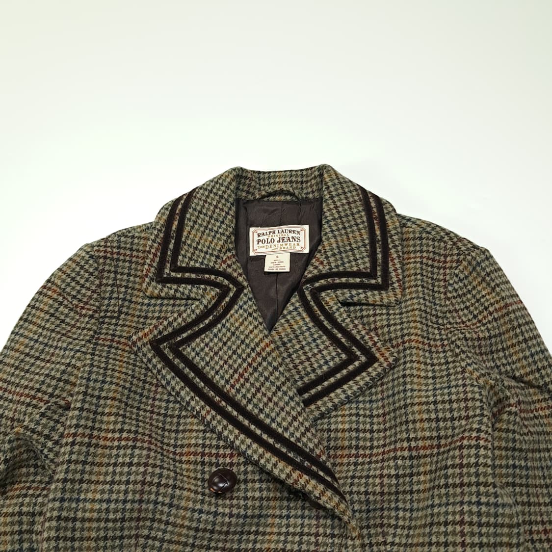 CL427 S 폴로 00s 울 건클럽체크 벨벳트리밍 자켓 아우터 상품이미지2