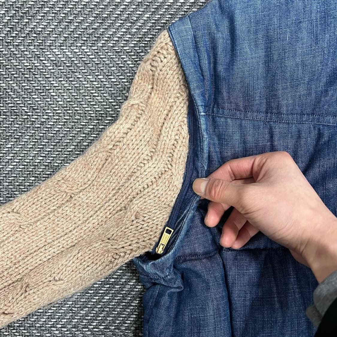 빈폴 니트 슬리브 데님 패딩 v1167  상품이미지7