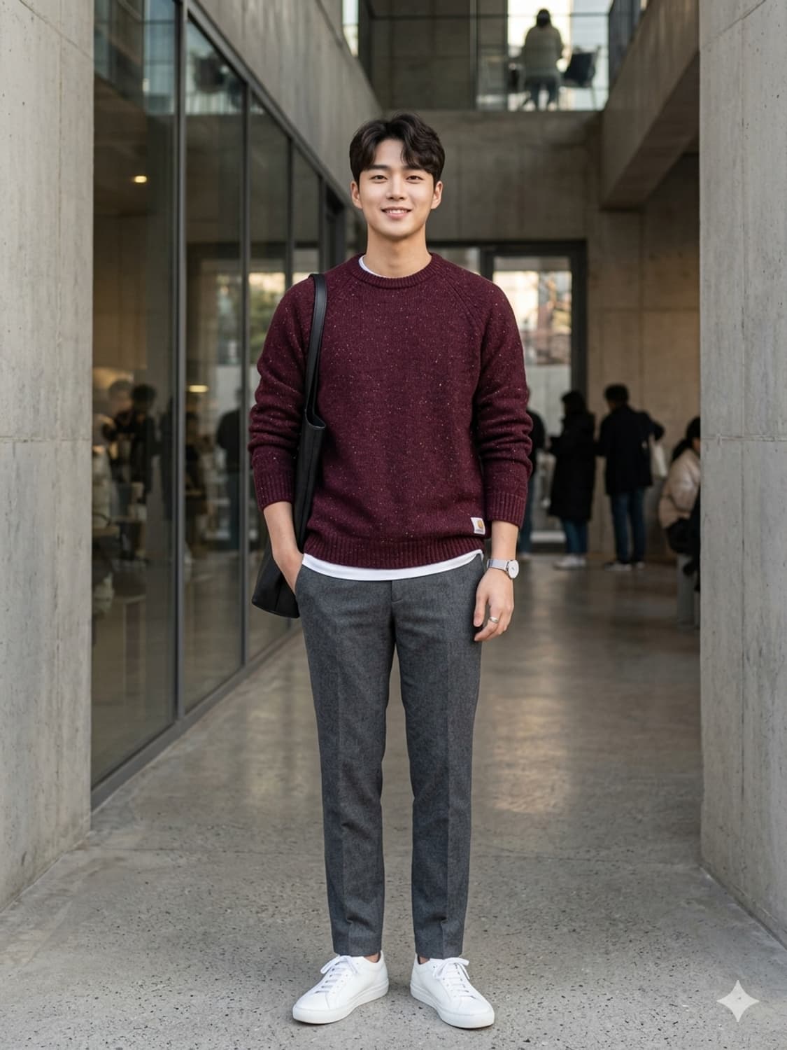 칼하트 WIP 앵글리스틱 스웨터 니트 버건디 상품이미지1