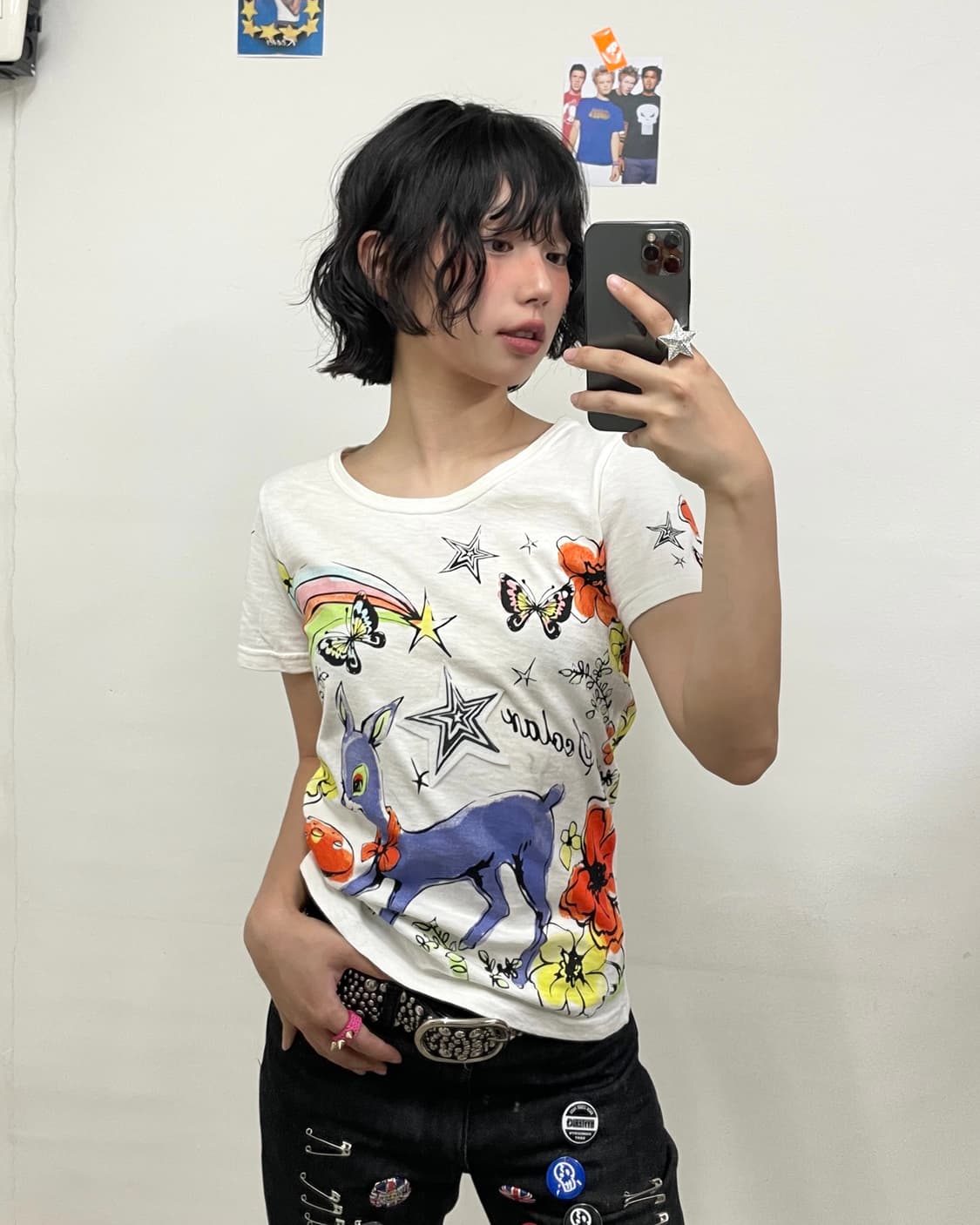 Deer Star Butterfly Natural T-shirt  상품이미지1