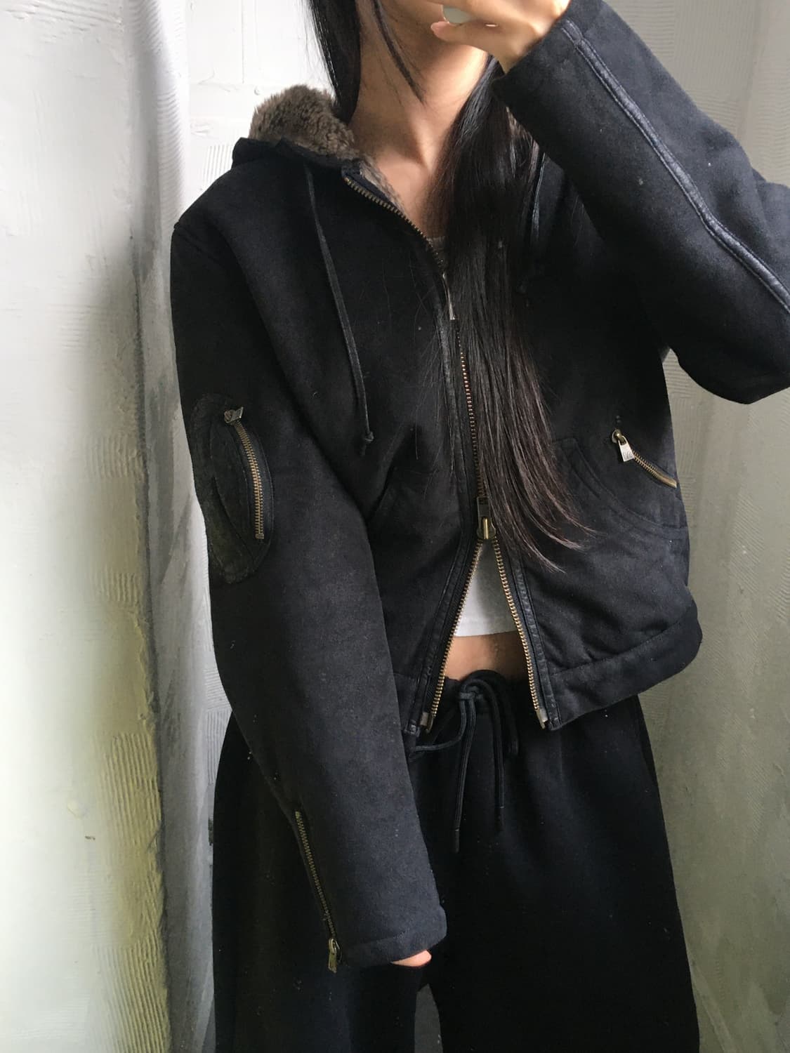 Armani Jeans 아르마니 진스 블랙 퍼 집업 상품이미지2