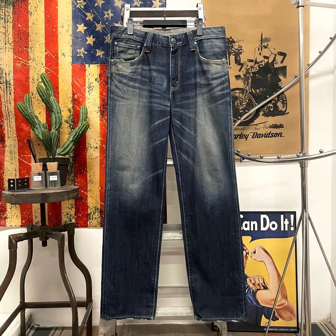 00s Levis 502 제팬 라인 지퍼 플라이 워싱 데님 팬츠 상품이미지1
