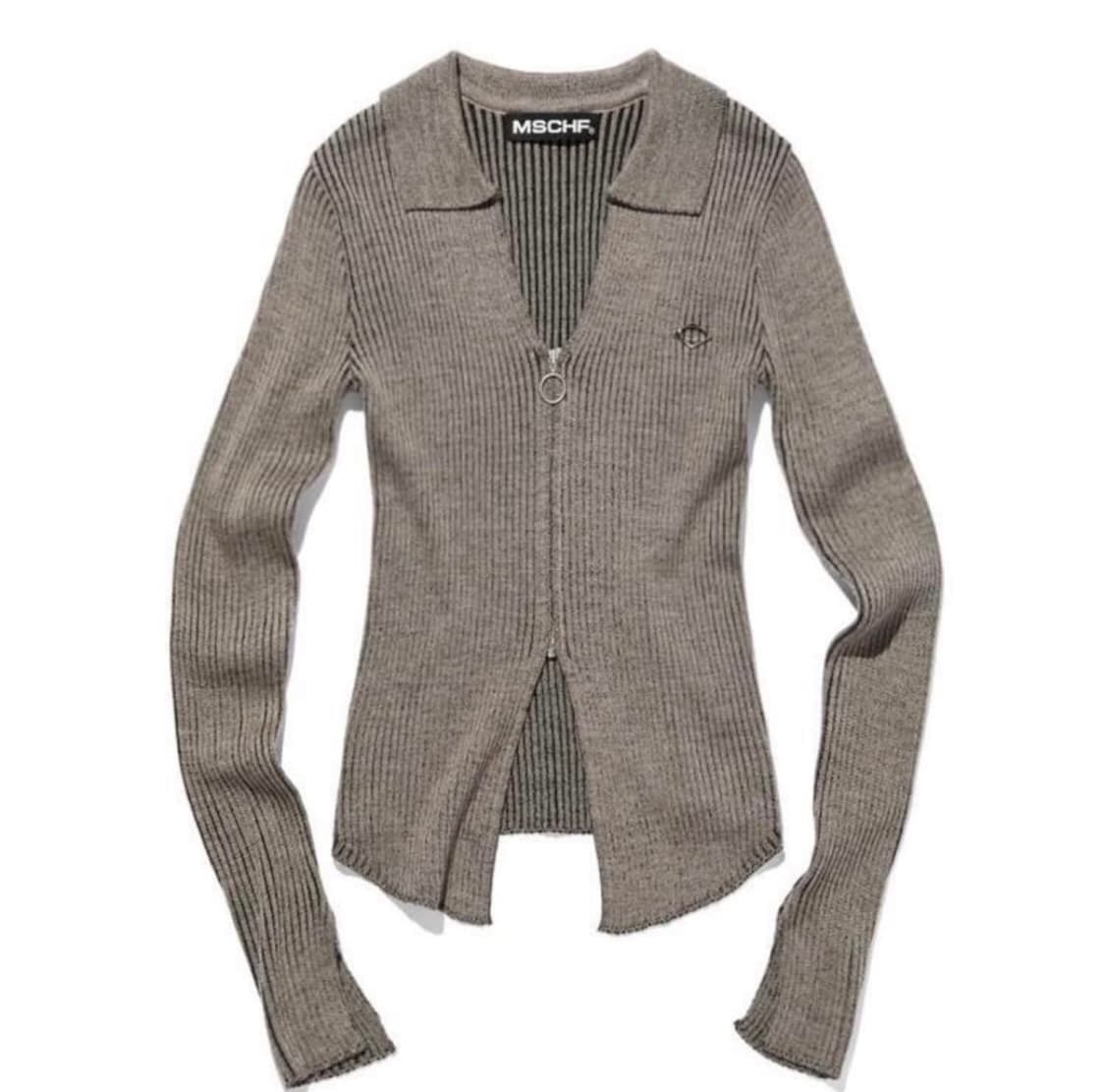 미스치프 니티드 셔츠 니트 롱슬리브 베이지 S 상품이미지1