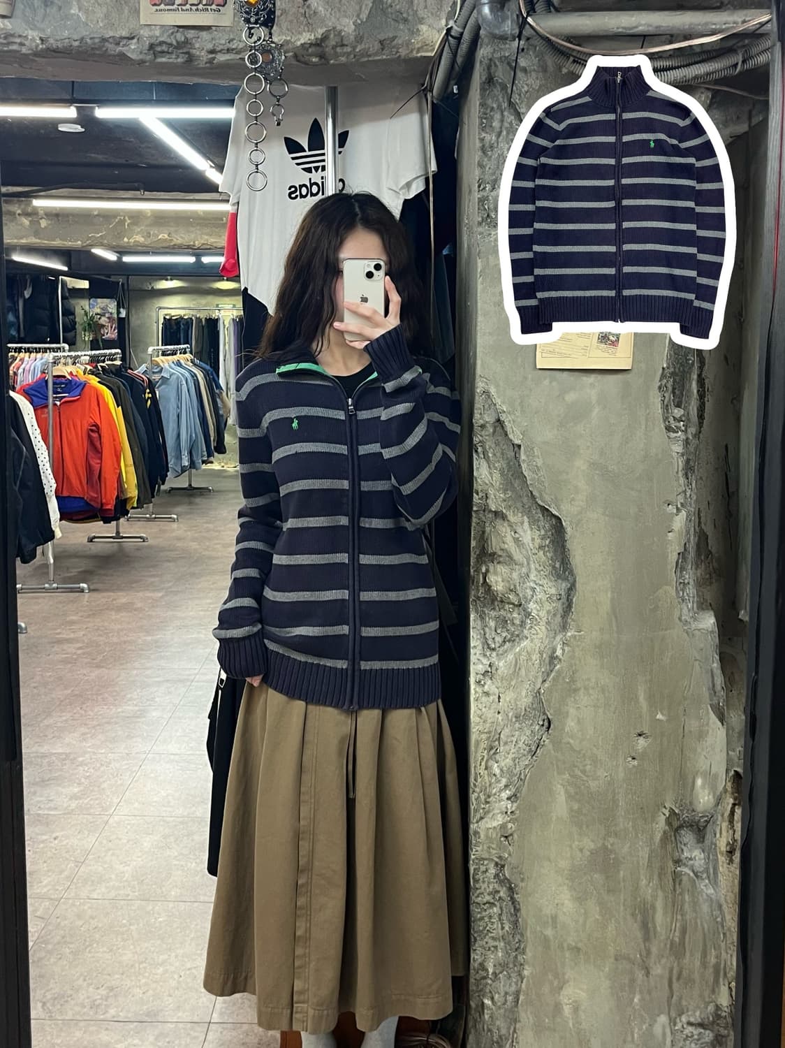 폴로 랄프로렌 스트라이프 니트 집업 네이비 XL #csz2185 상품이미지1