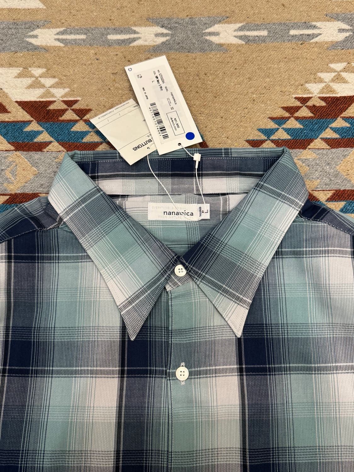 [L][105] 나나미카 레귤러 카라 PK 셔츠 네이비x민트 상품이미지2