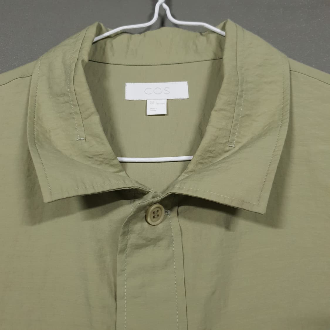 실측 XL) COS 코스 세이지 올리브 카키 코튼 오버핏 반팔 셔츠 상품이미지2