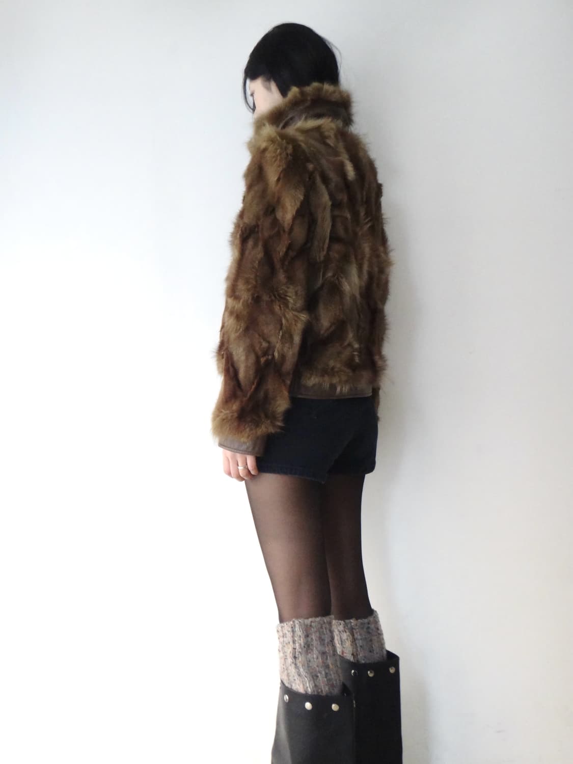 Neck buckle dual fur leather jacket/ 폭스퍼 상품이미지7