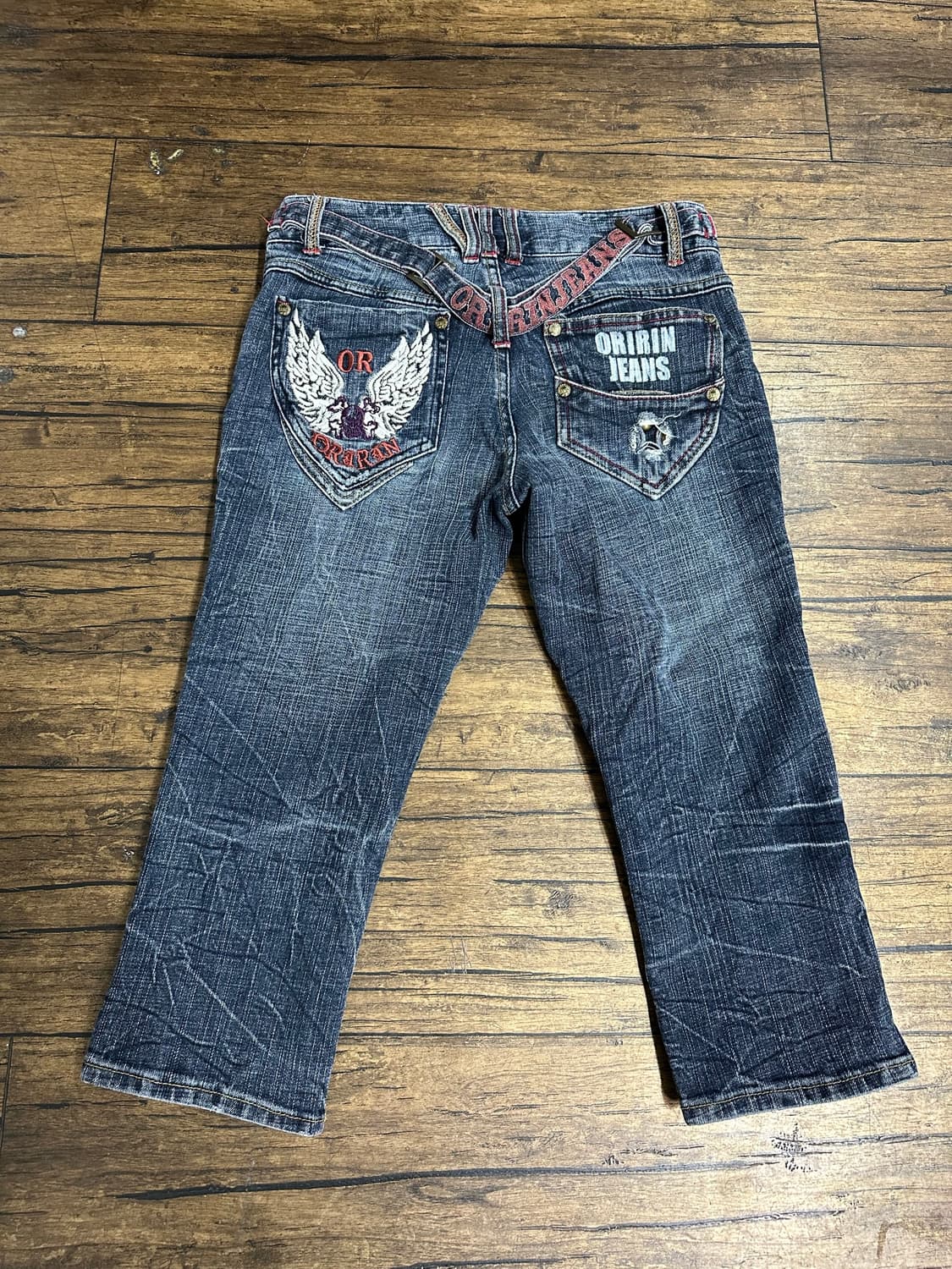 오리린 진스 ORIRIN JEANS Y2K 윙자수 크롭데님 팬츠 일본팬츠 상품이미지2