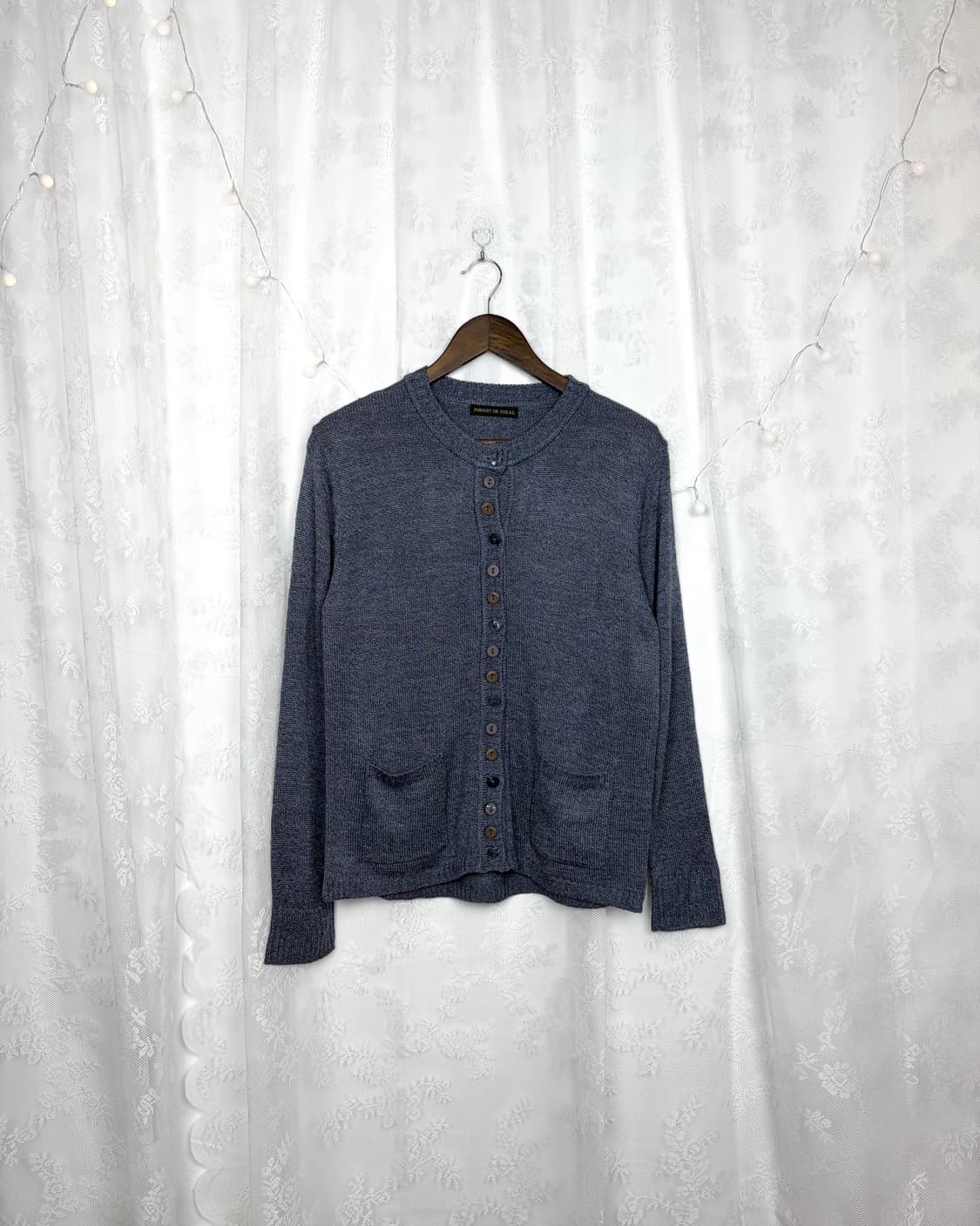 Button-front henley knit cardigan(blue) 상품이미지1