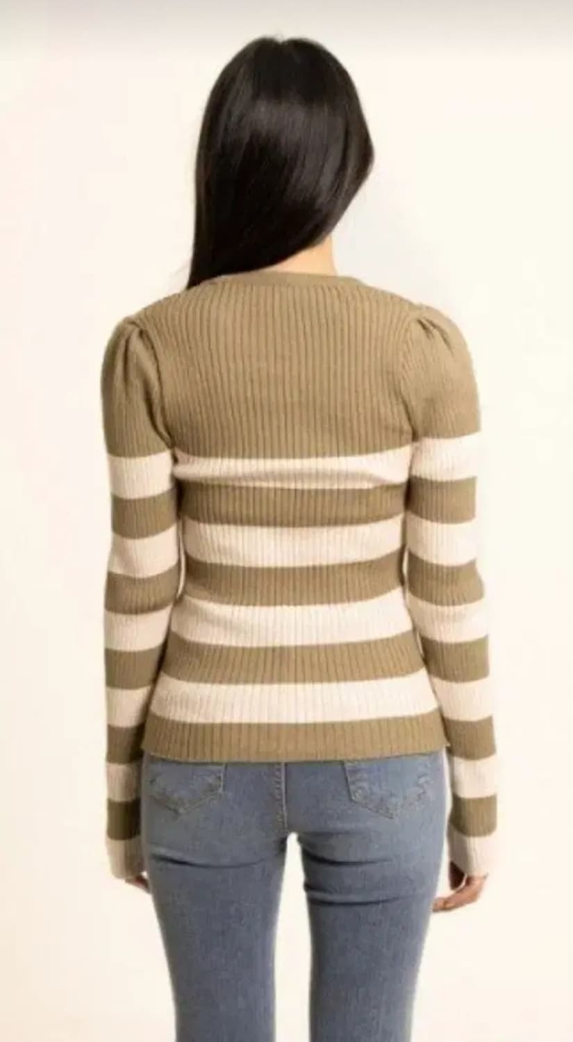 급처새상품!ENC이엔씨 어깨셔링 스트라이프니트티셔츠 레니본st오즈세컨st 상품이미지2