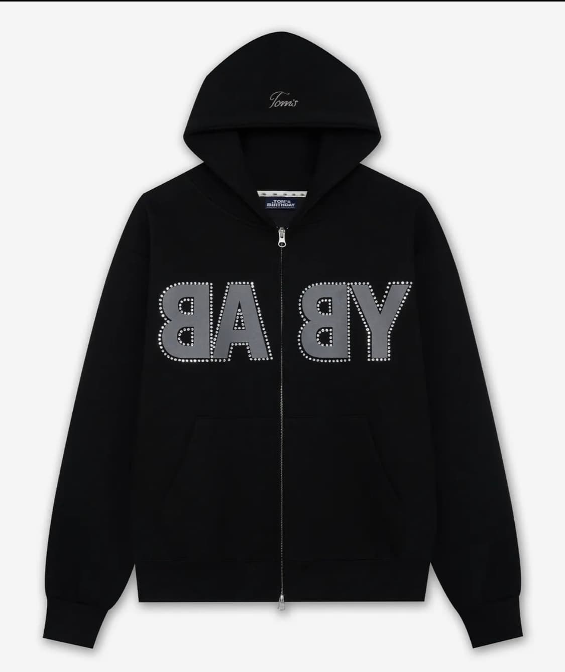 베이비 로고 큐빅 후드집업 블랙 1사이즈 상품이미지1