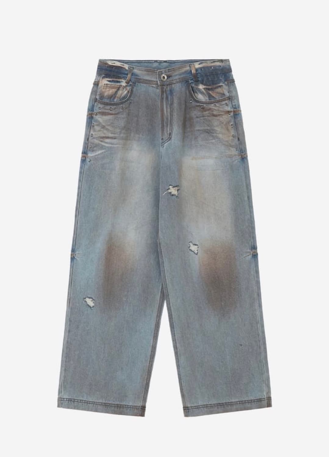 BLR Punched Dirty Wide Denim Pants Light 상품이미지1