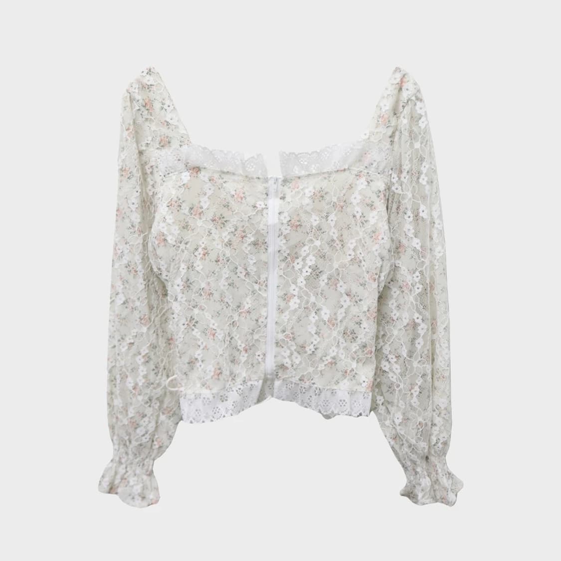 위고 플라워 레이스 코르셋 블라우스 59901 상품이미지2