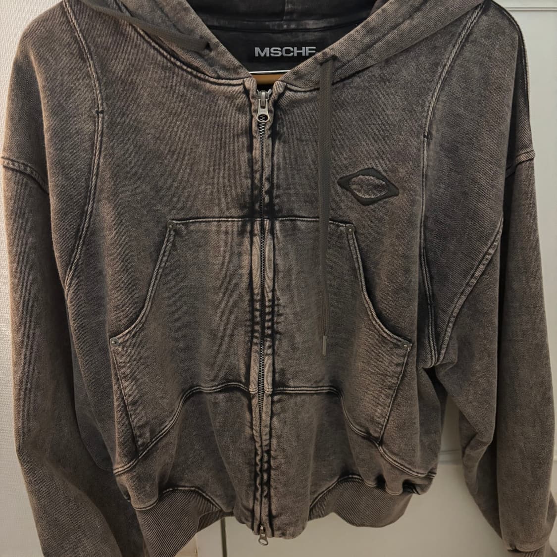 미스치프 벌룬 후드 워시드 차콜 S 상품이미지3