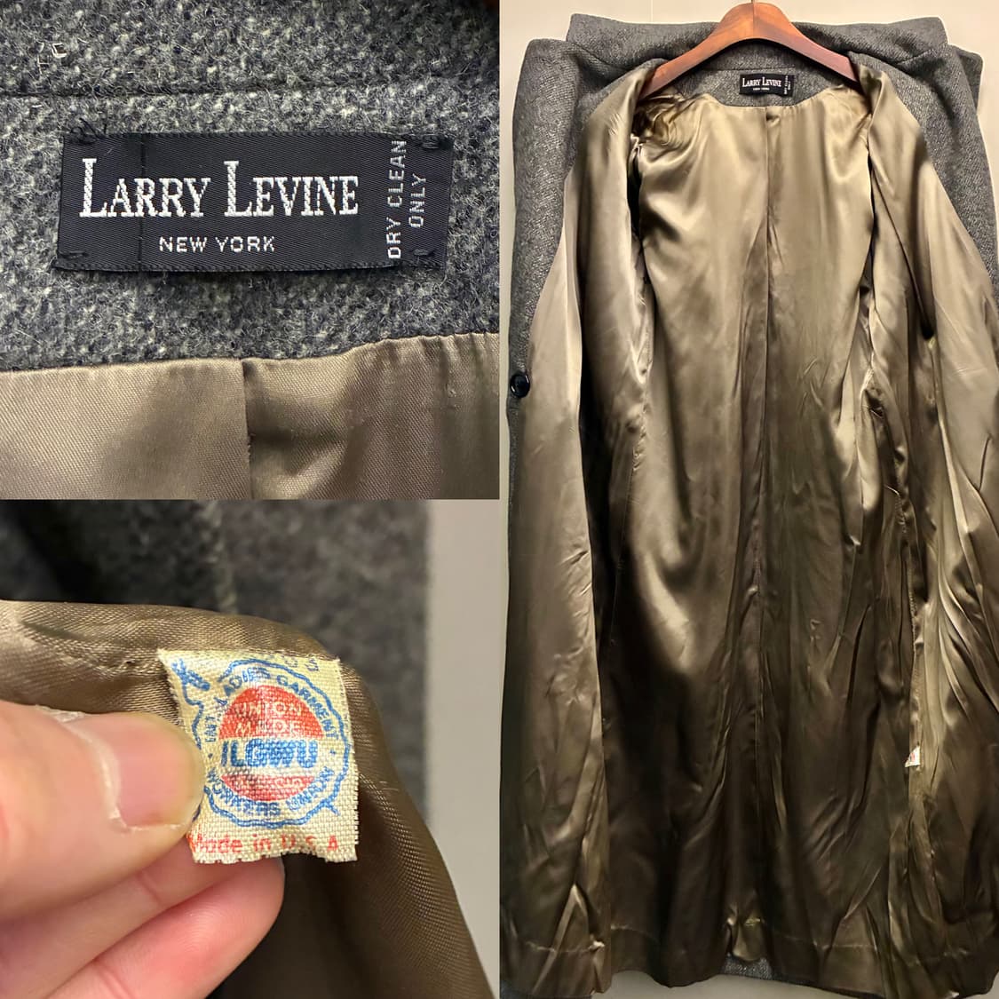 90s USA LARRY LEVINE 울 헤링본 더블 브레스티드 롱코트 상품이미지9