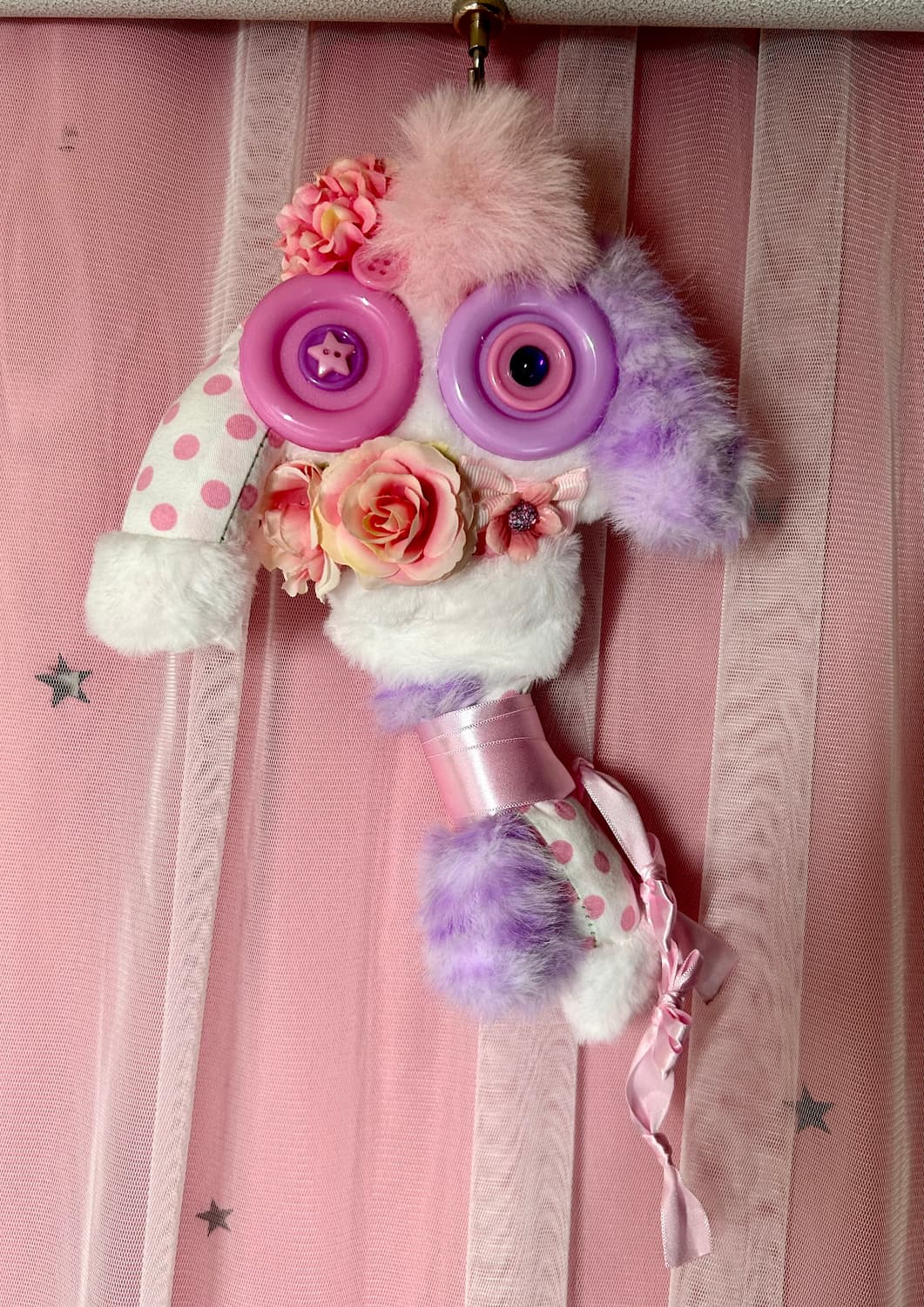 ･:*+. 핸드메이드 플라워 리본 빅사이즈 퍼 토끼 인형 키링 상품이미지1