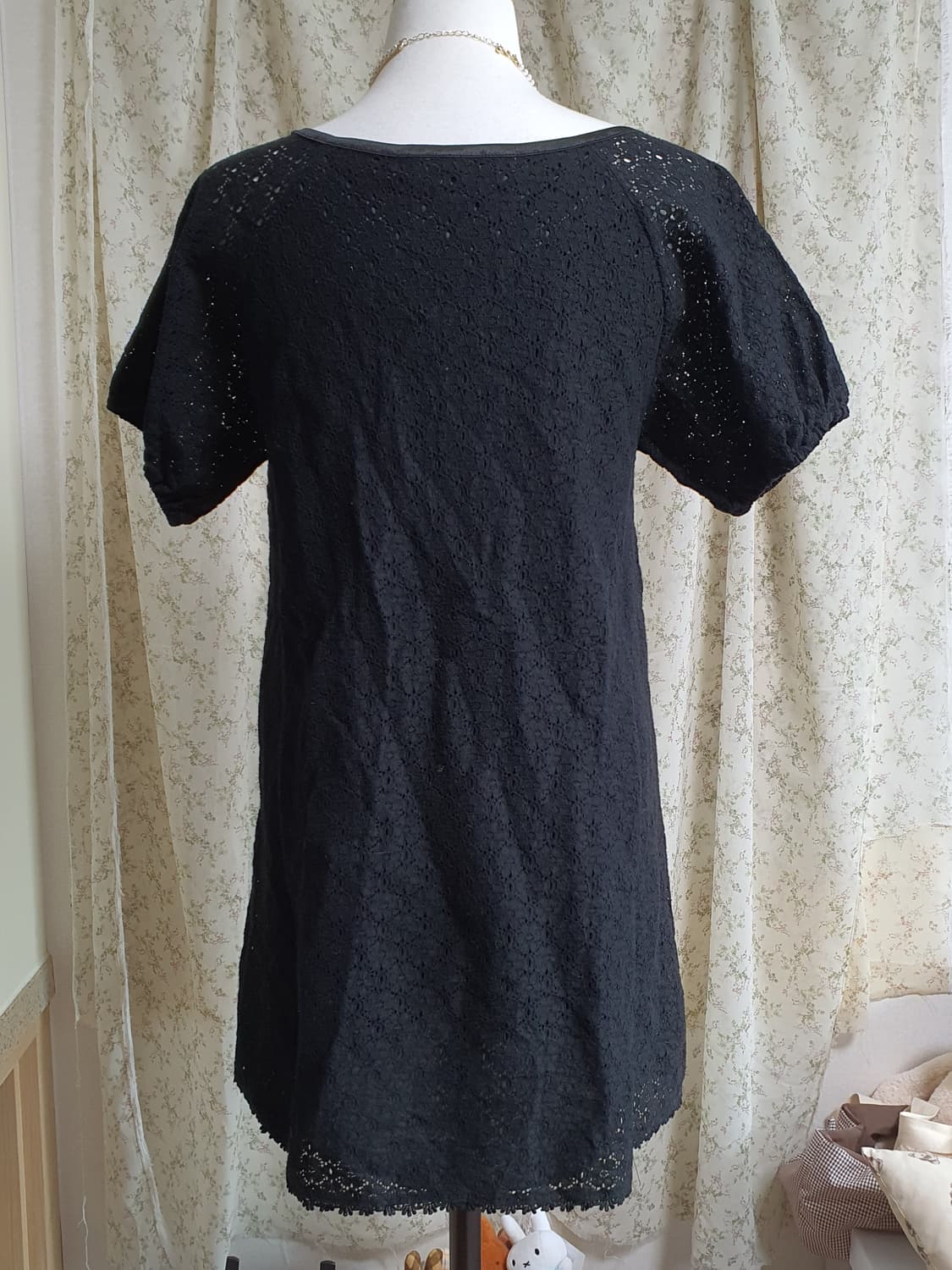 [일본빈티지] 모리걸 와구리 블랙 레이스 반팔 원피스 상품이미지4