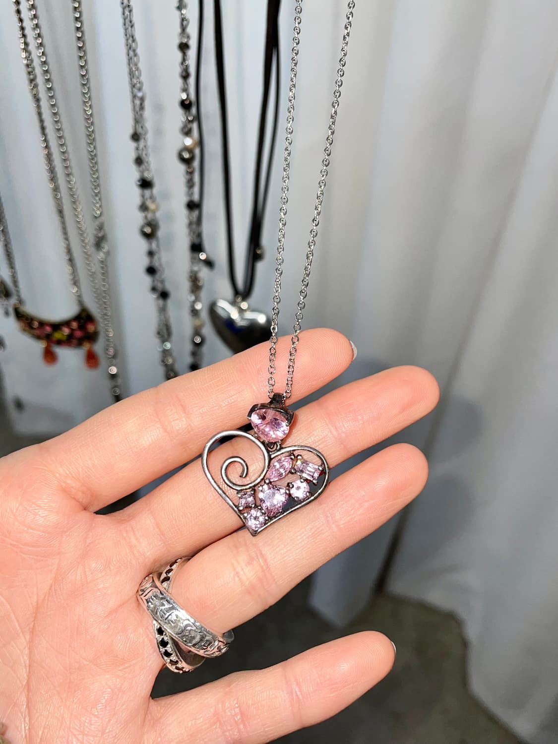 러블리 하트 큐빅 네크리스 상품이미지4