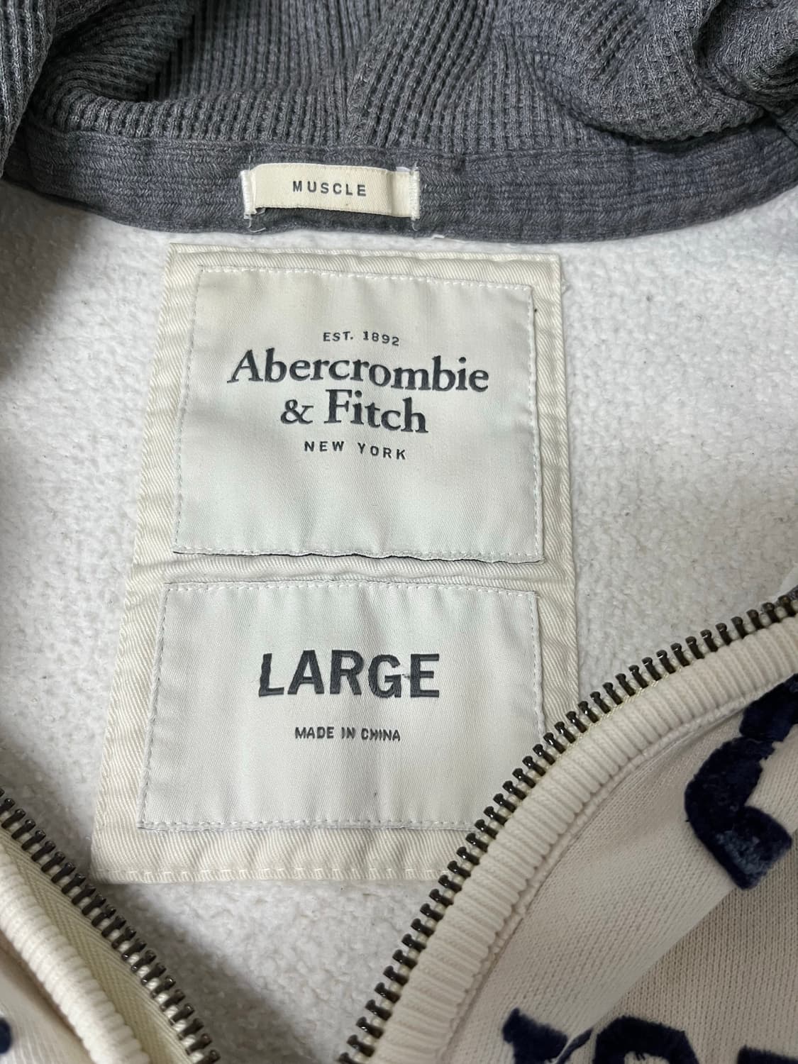 아베크롬비 아이보리 기모 후드집업 L 상품이미지2