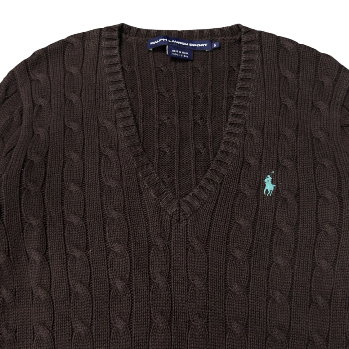 (S) 폴로 랄프로렌 여성 브이넥 케이블 니트 브라운 상품이미지2