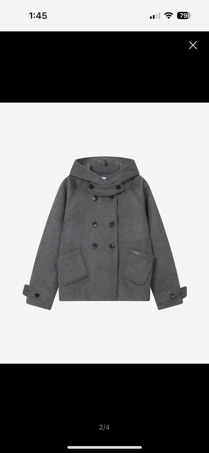 미세키서울 Hoodie double button coat CHARCOAL 상품이미지1