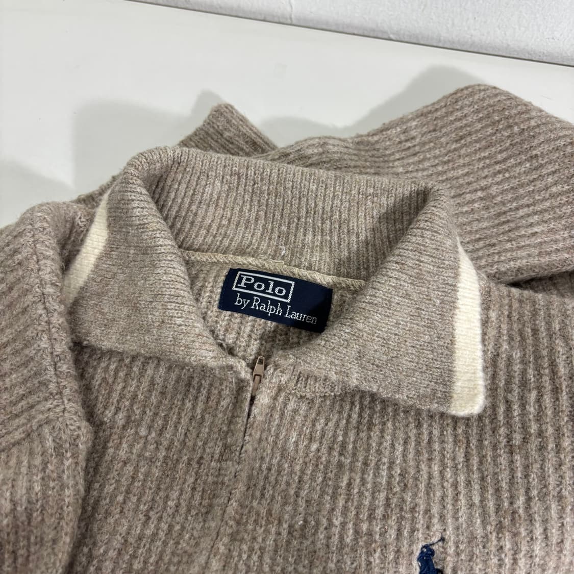 우먼M 폴로 랄프로렌 오트밀 카라 니트집업 상품이미지4