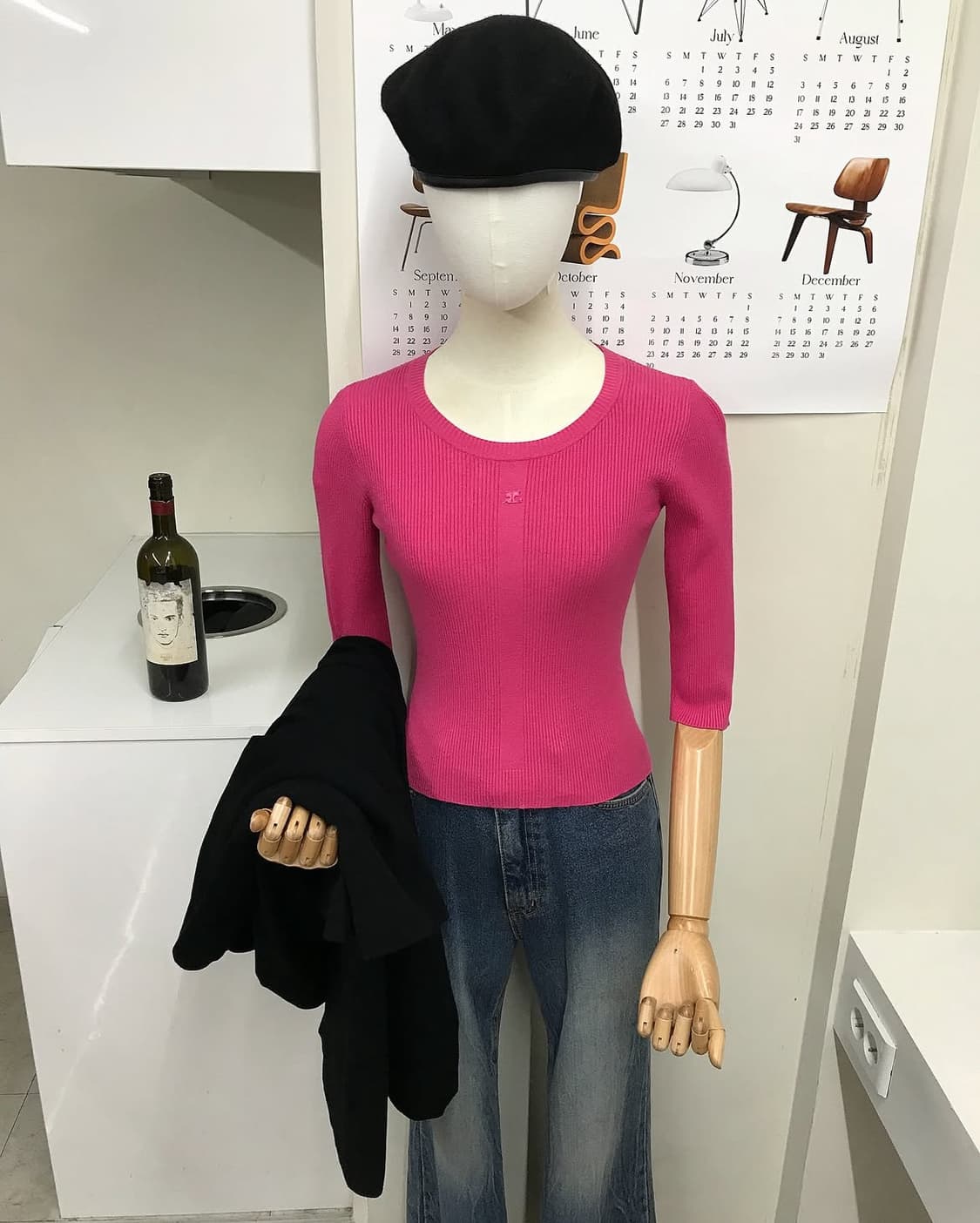 꾸레쥬 로고 골지 니트 상품이미지5