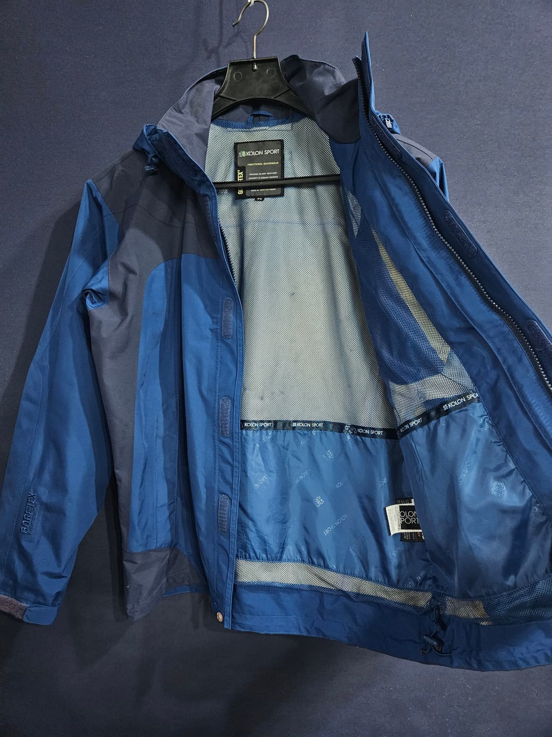 코오롱스포츠 고어텍스 다크블루 투톤 남성 100 등산복 바람막이 자켓  상품이미지8