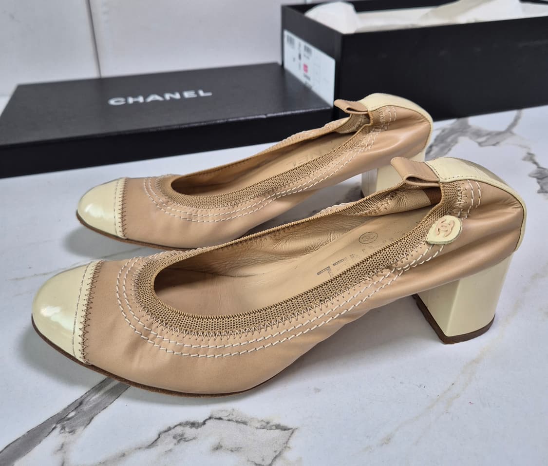 (정품) 샤넬 아이보리 페이던트 밴딩 구두 36.5 상품이미지9