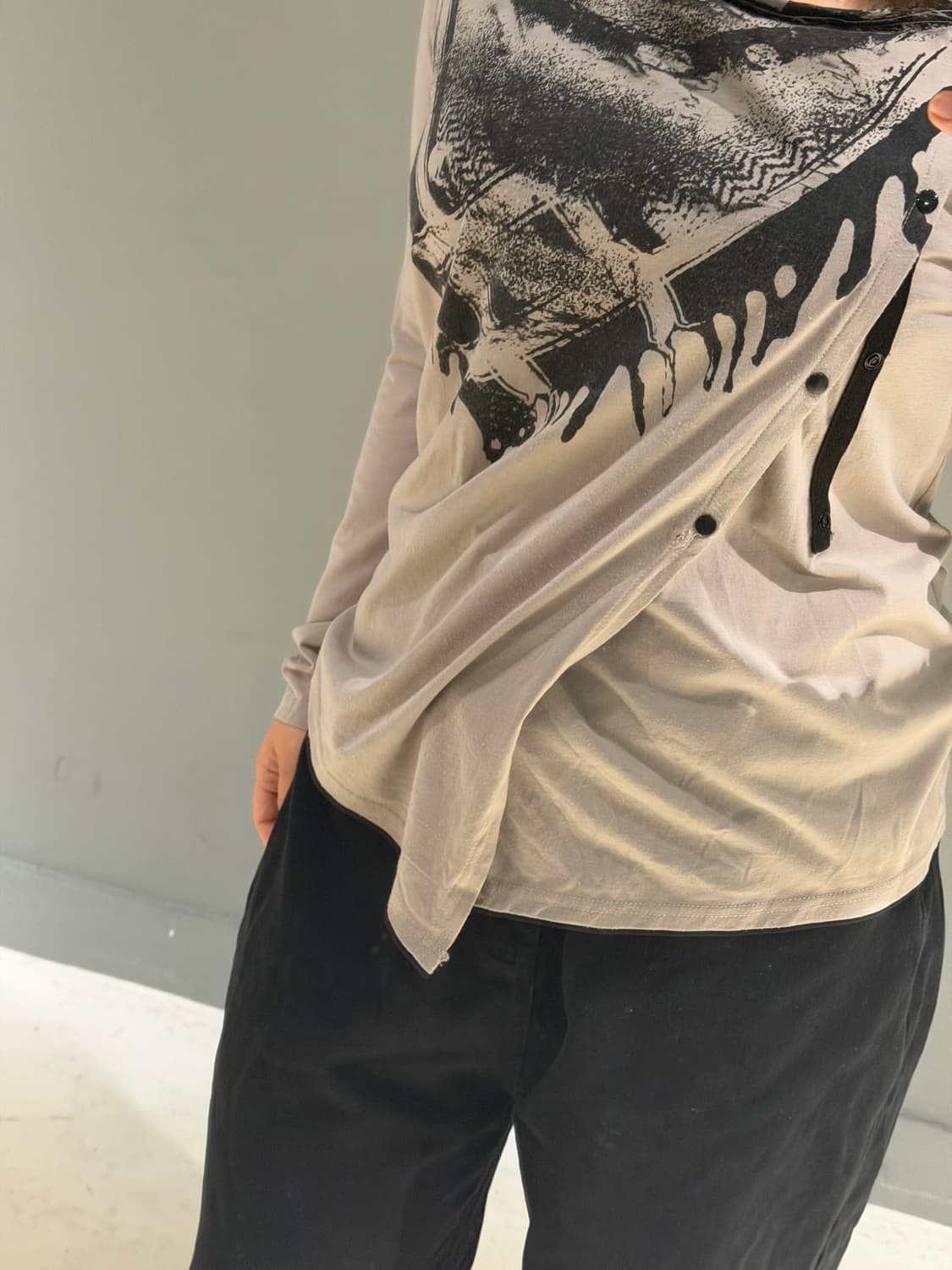 Side snap design printing cardigan 상품이미지5