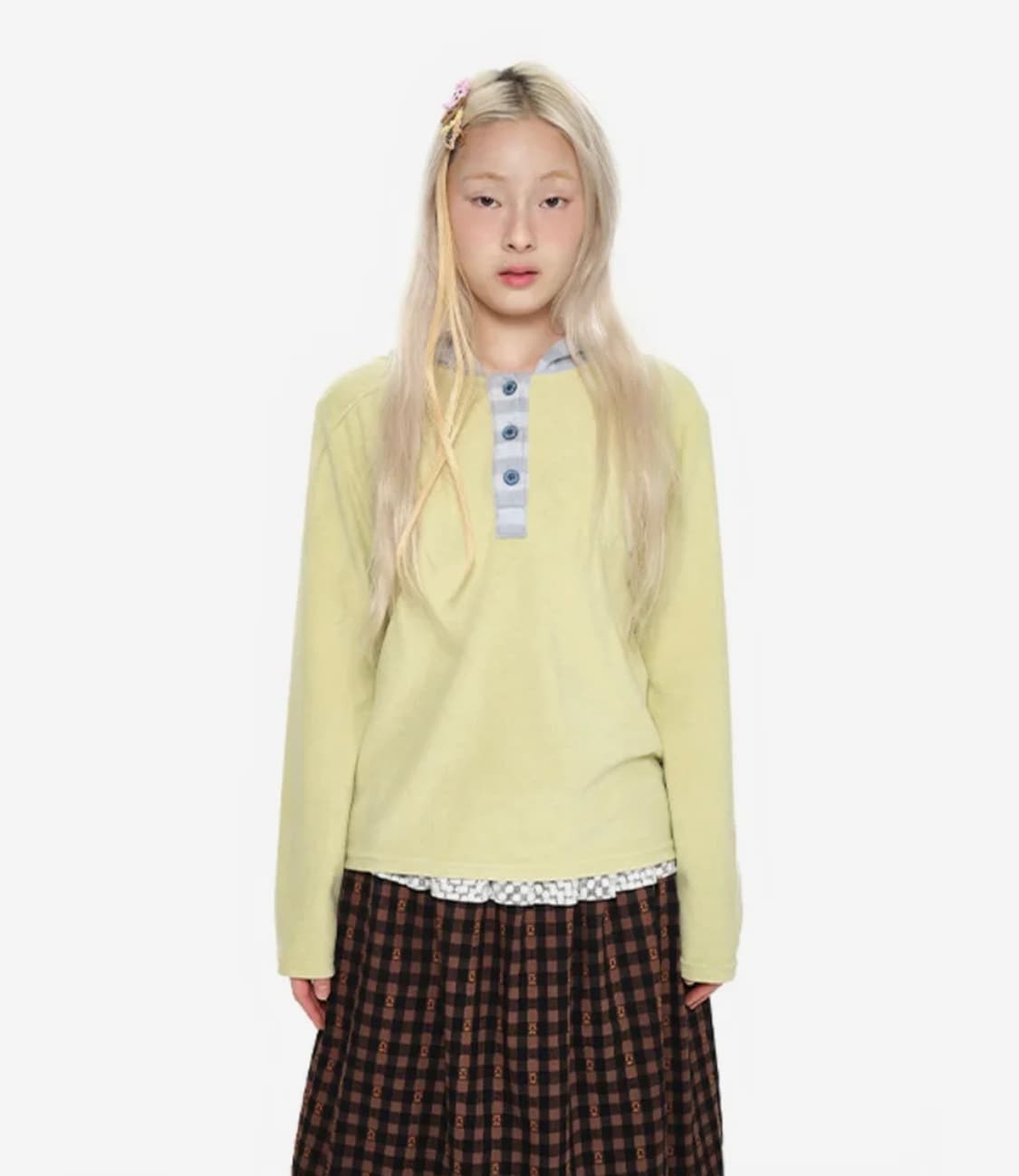 유쓰배쓰 후디 헨리 티 옐로우 m 상품이미지1