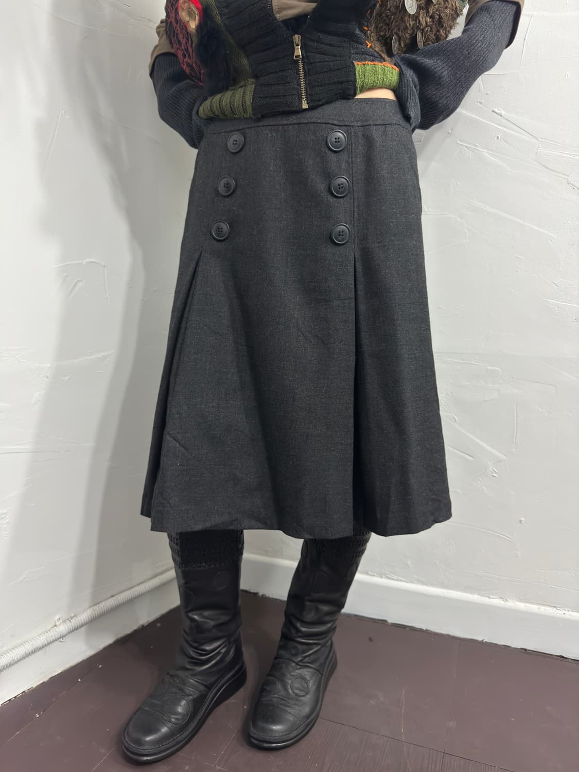 button midi skirt 상품이미지2