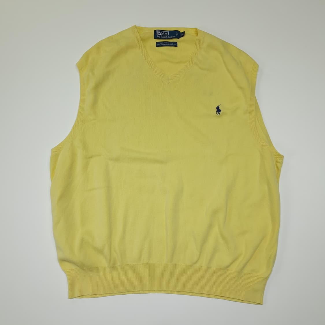 CL878 XL 폴로 90s 피마코튼 브이넥 옐로우 조끼 베스트 상품이미지1