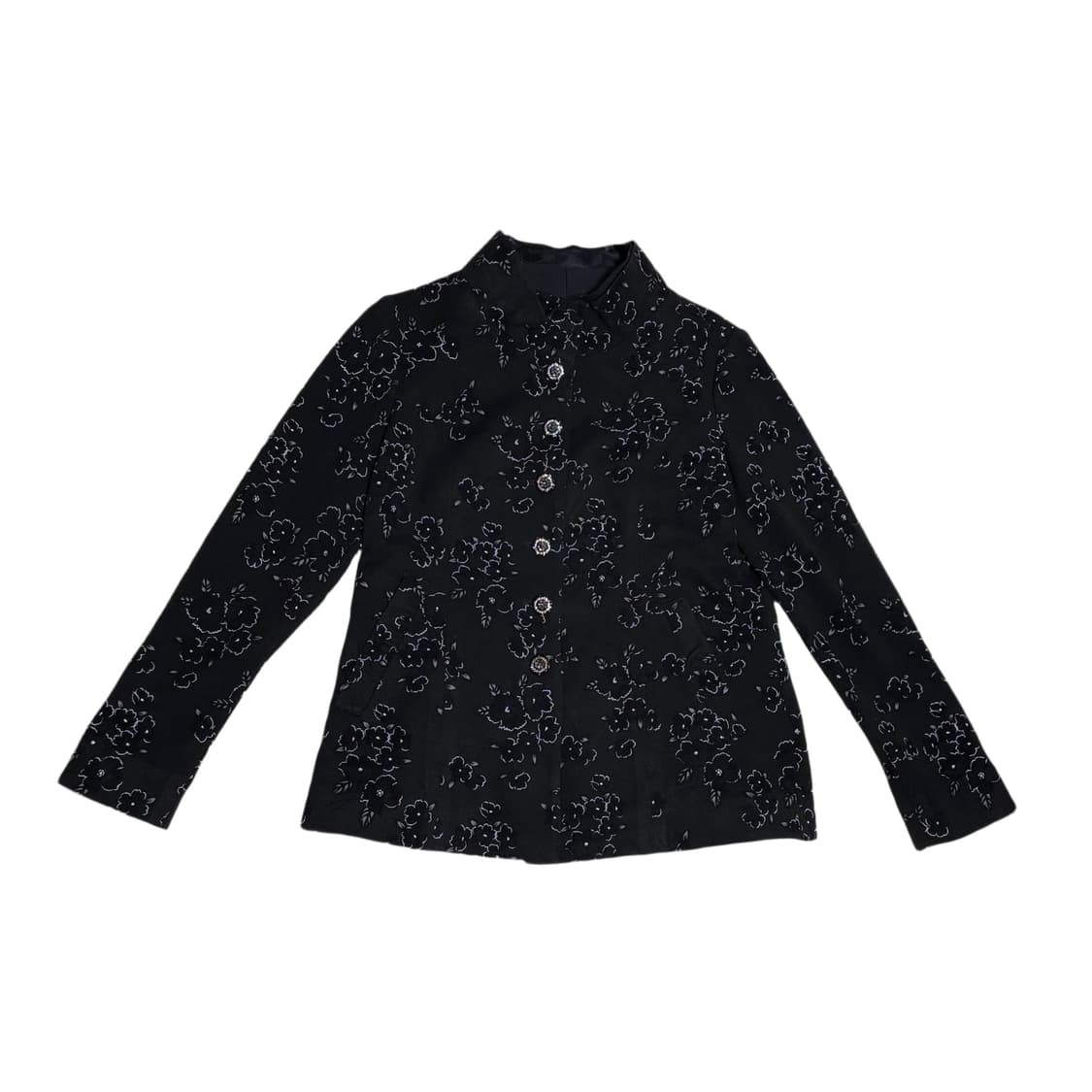 빈티지 블랙 플라워 패턴 자켓 상품이미지2