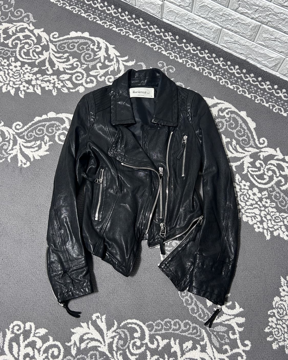 이탈리안 레더 엘라스틱 판넬 자켓 상품이미지1