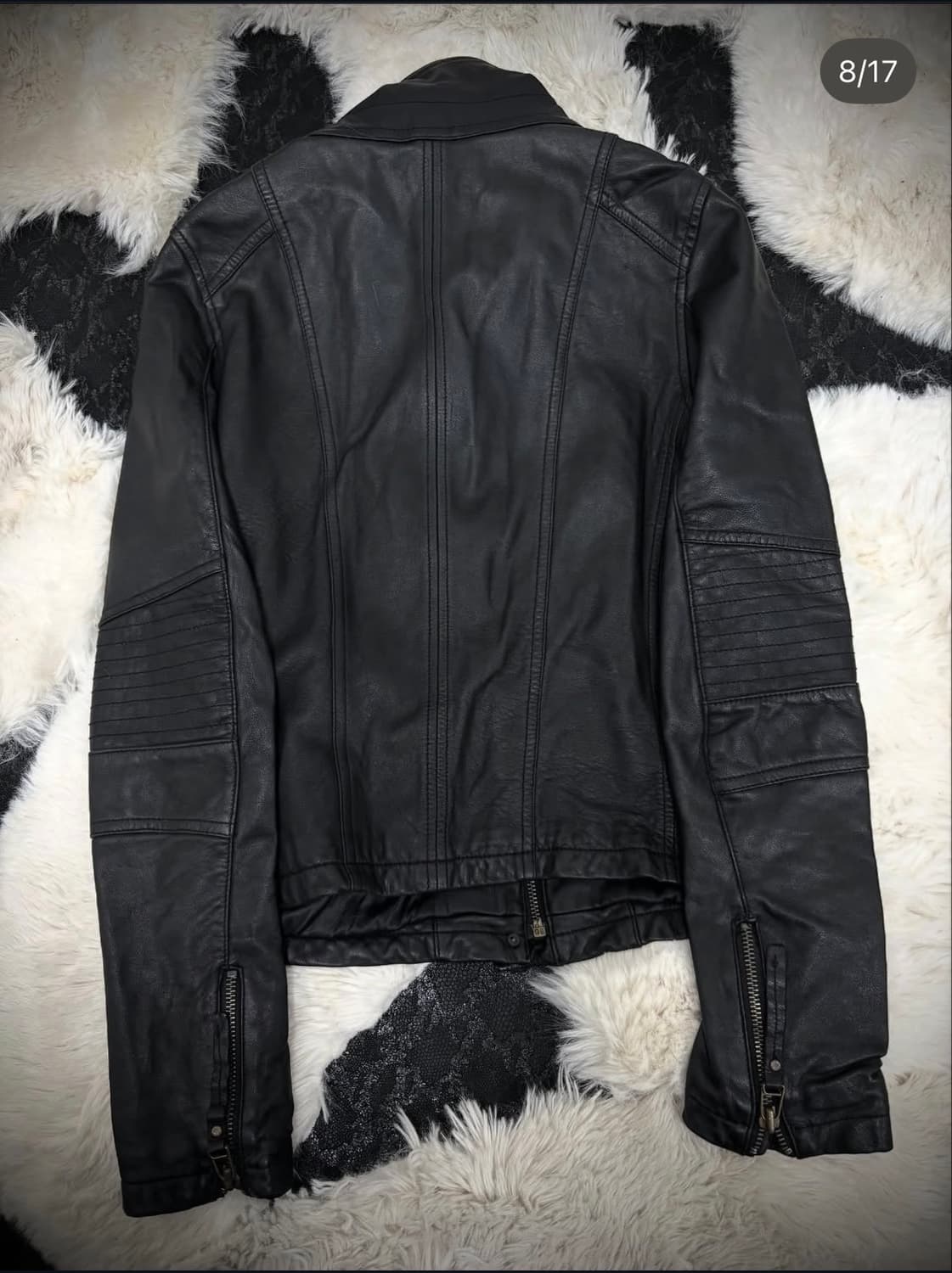 Neck button SheepSkin Leather Jacket 상품이미지5