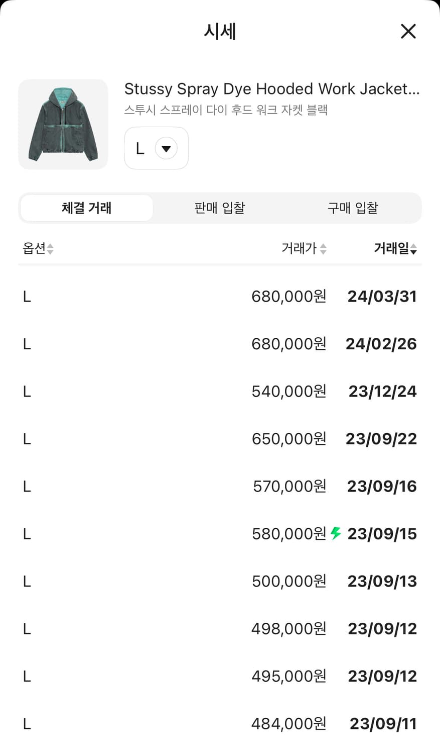 L] 스투시 스프레이 다이드 후드 워크 자켓 상품이미지9