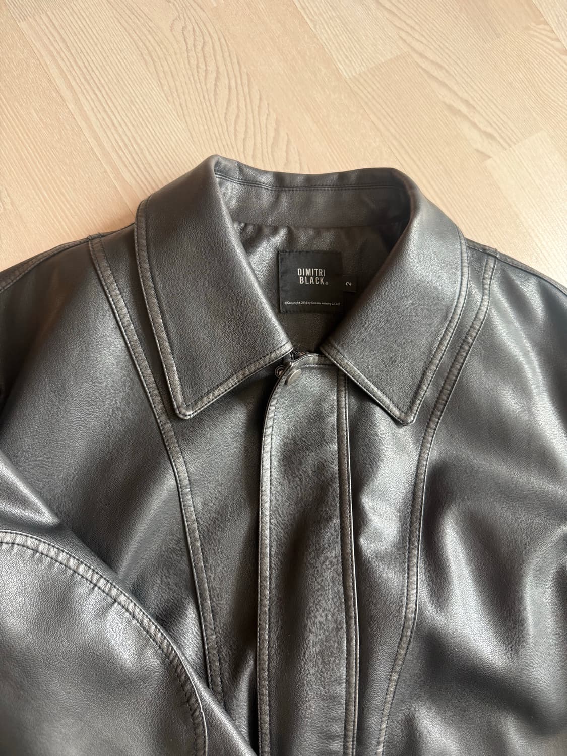 워싱 비건 레더 자켓 상품이미지3