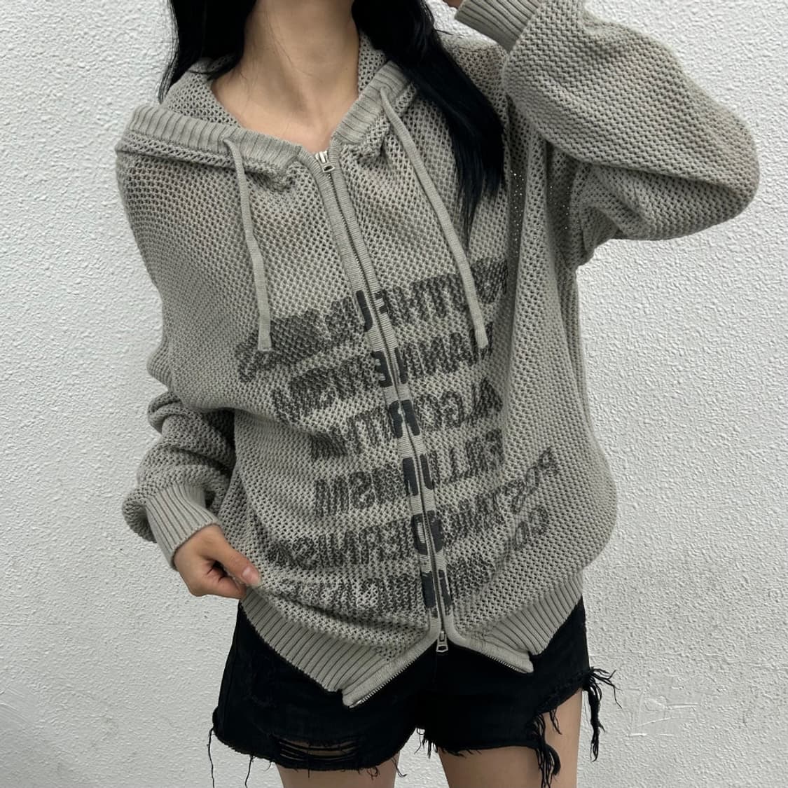 필루미네이트 그레이 니트 후드집업 ( 미사용 새상품 ) 상품이미지1