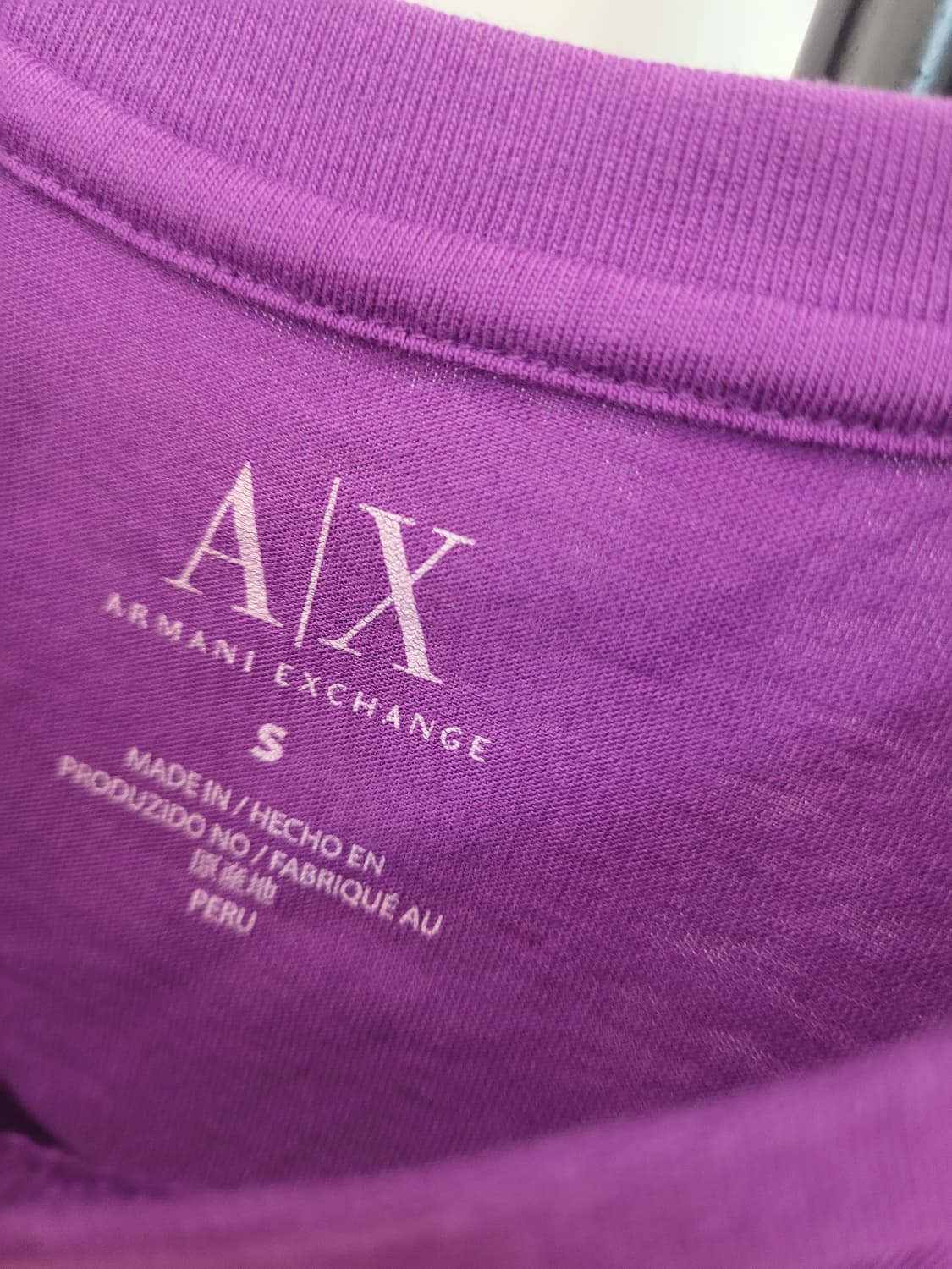 아르마니 익스체인지 핫픽스 로고 퍼플 반팔 티셔츠 S사이즈 상품이미지3