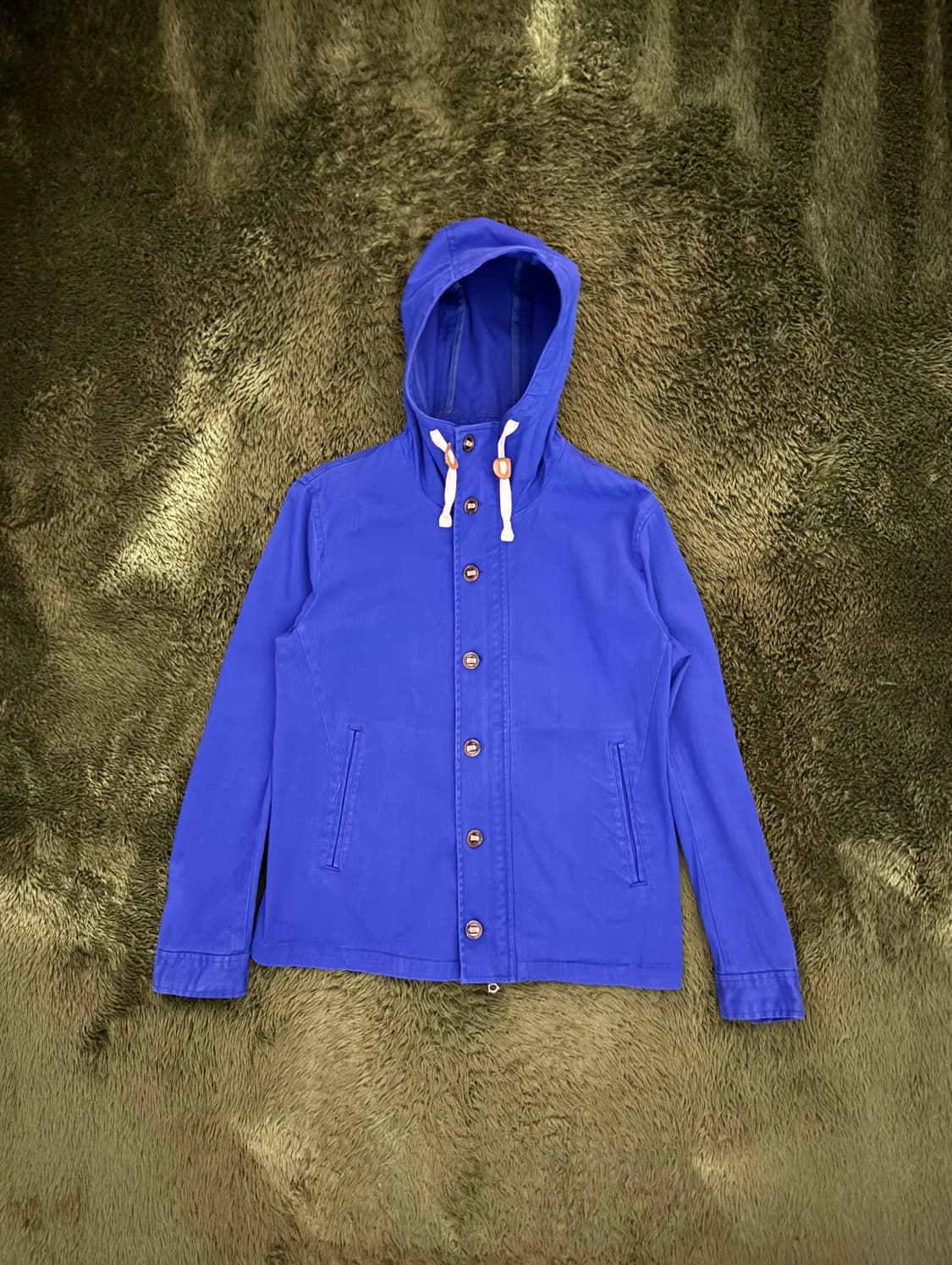 [M] BEAMS 빔즈 투웨이 후디드 코튼 자켓 블루 상품이미지1