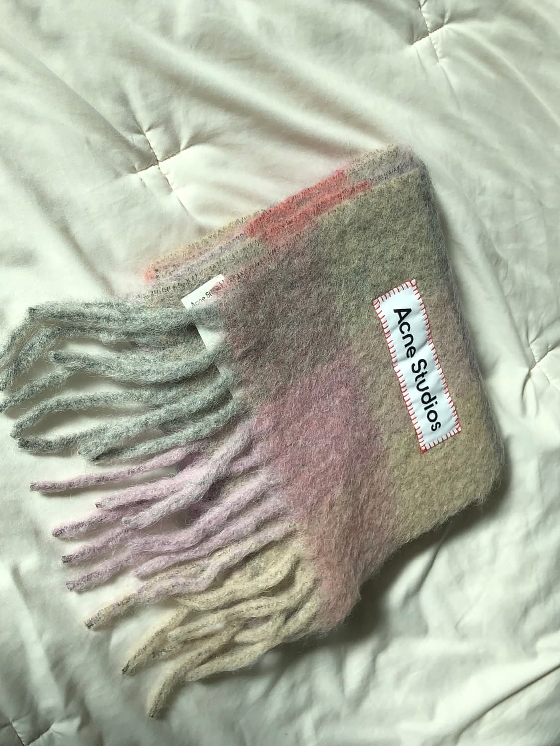 아크네 스튜디오 모헤어 체크 머플러 푸시아 라일락 핑크 상품이미지1