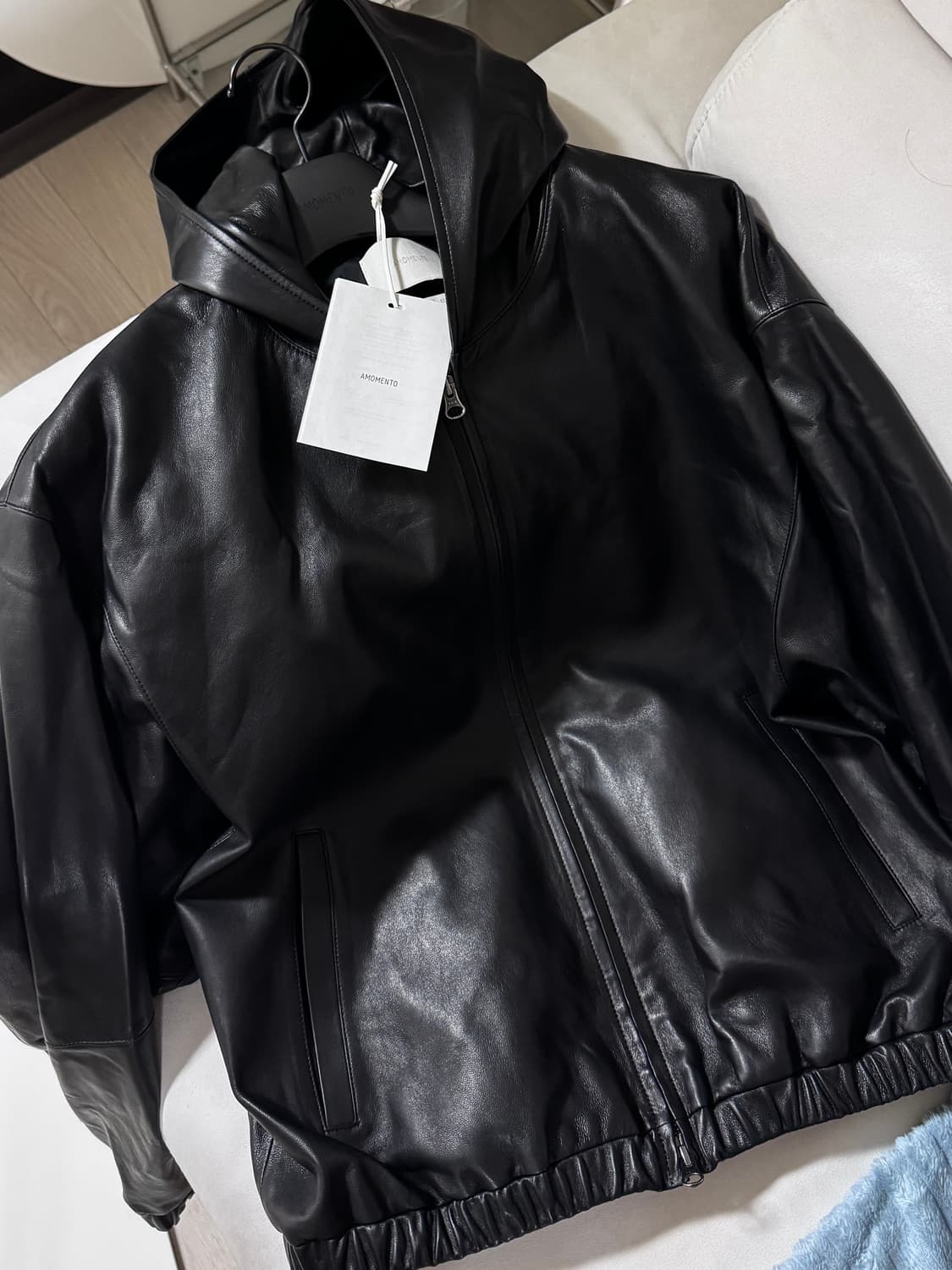 아모멘토 26ss 램스킨 레더 후드 점퍼 L 상품이미지1