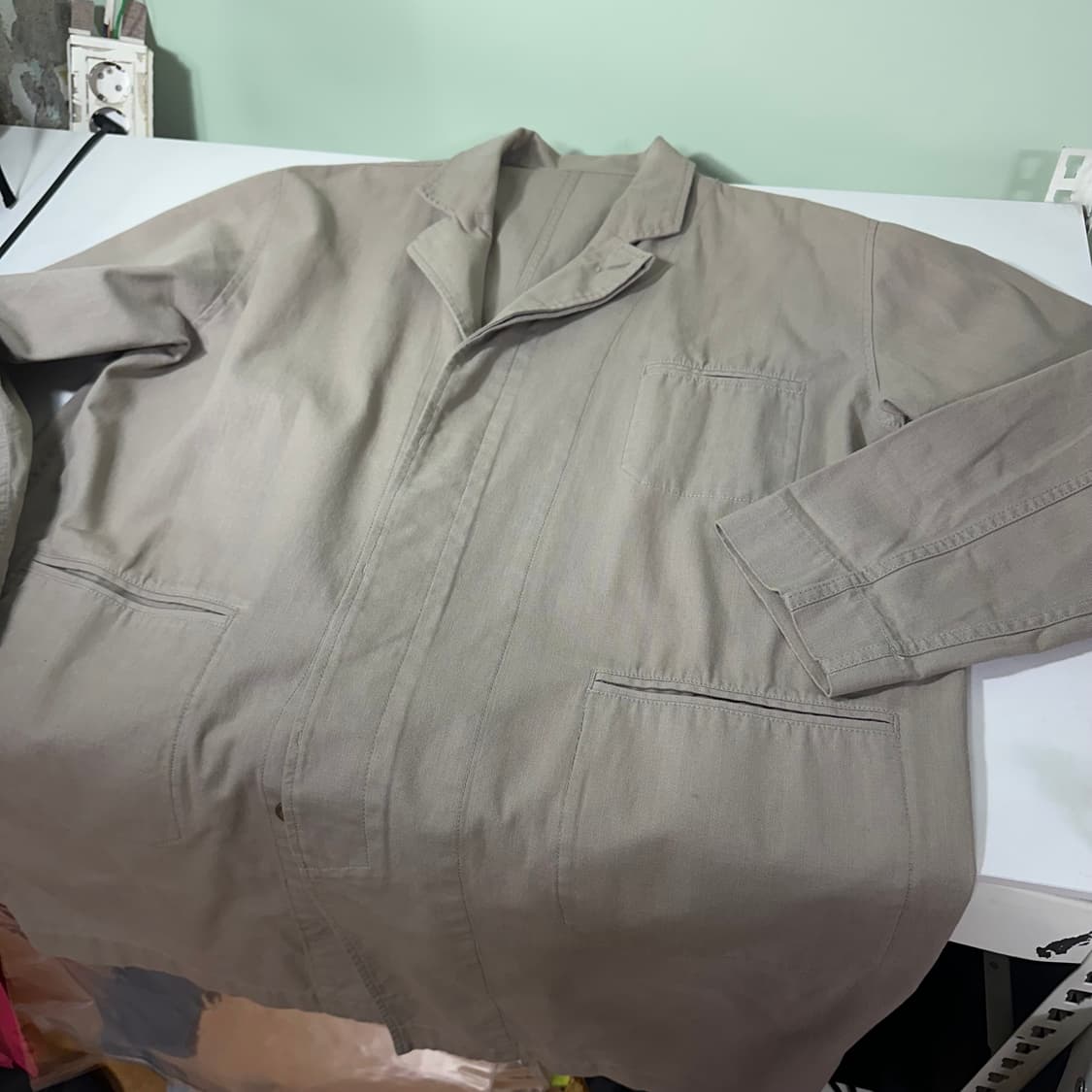 XL 언노운피플 카키베이지 루즈핏 코튼 롱트렌치코트 상품이미지1