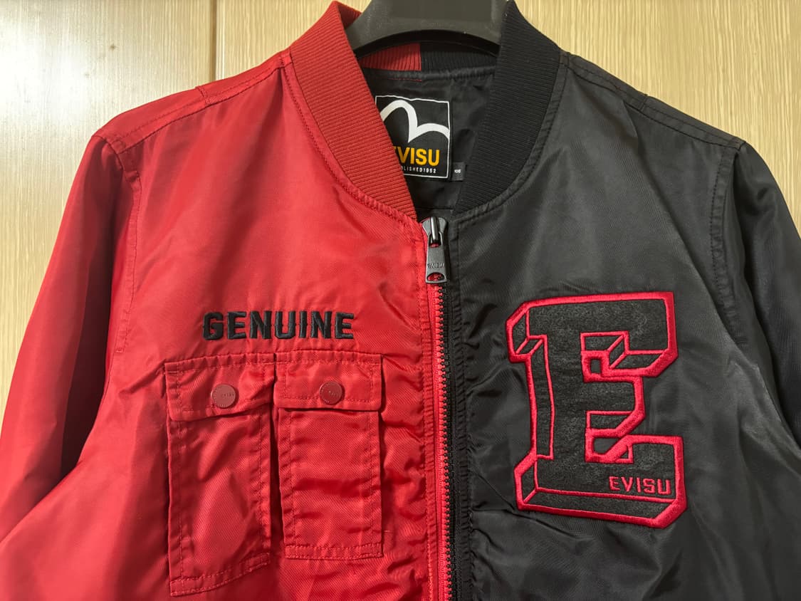 에비수 레드/블랙 봄버 자켓 상품이미지4