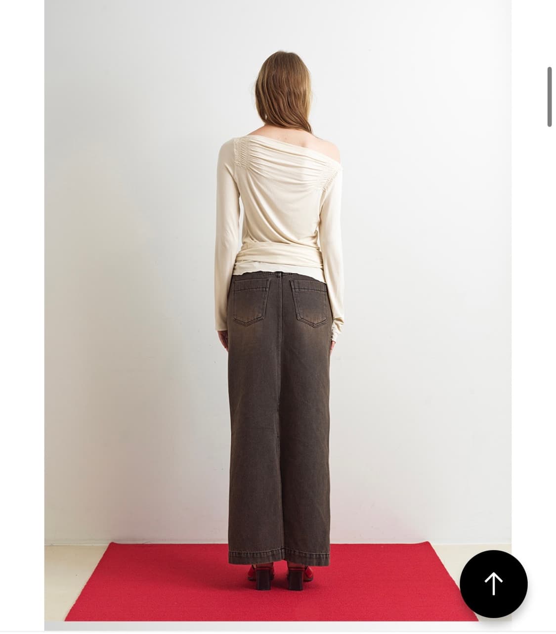 아옵트 데님 롱스커트 브라운 상품이미지3