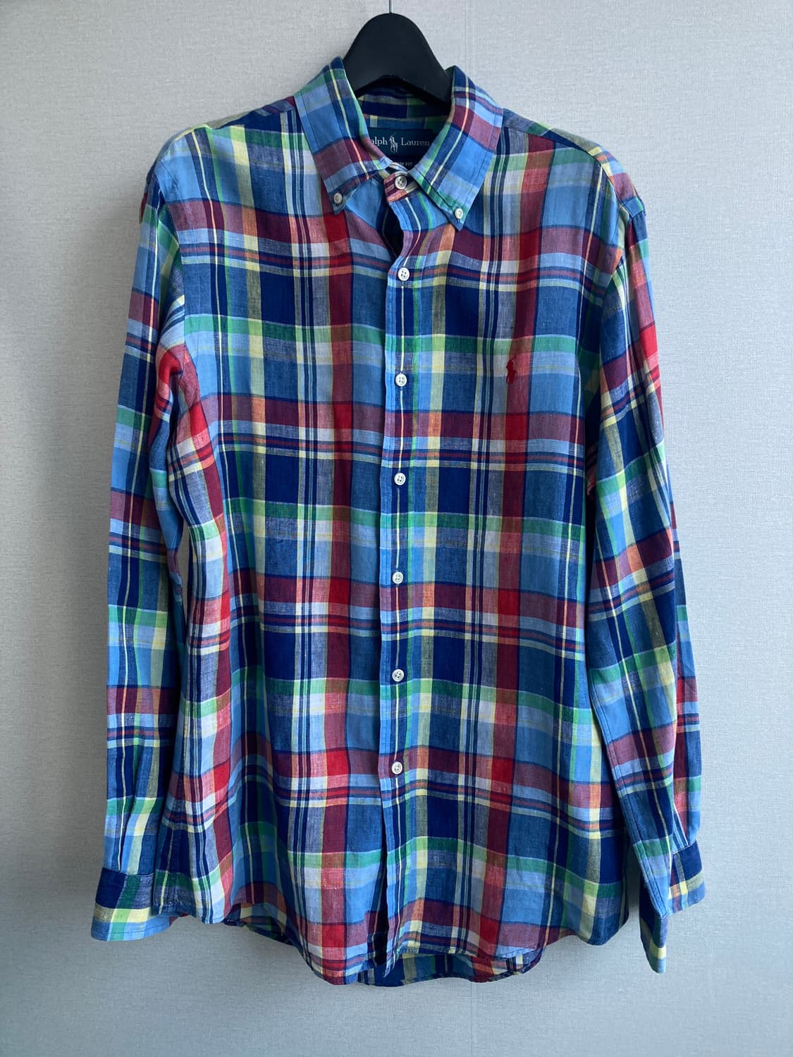 랄프로렌 린넨100% 체크 셔츠 M 상품이미지1
